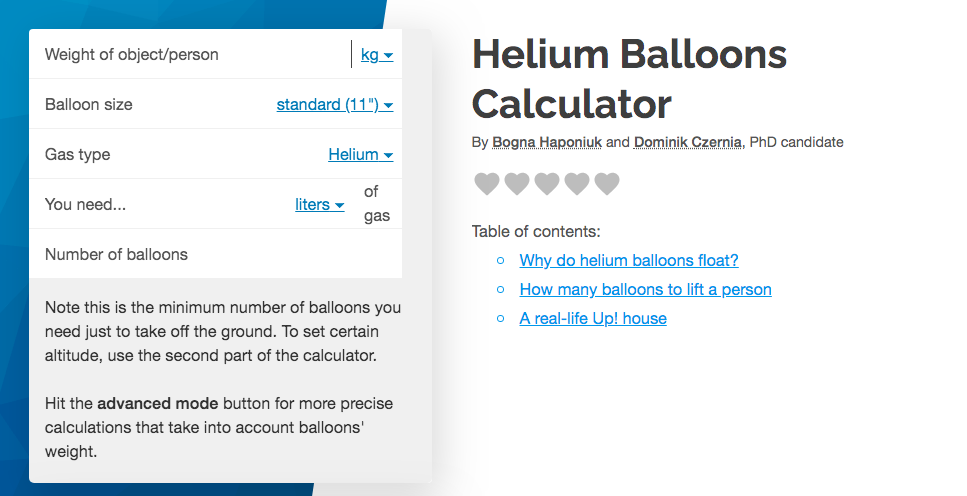 What is a helium balloon lift calculator used for? Quickly find out how much weight your helium balloon can carry.
